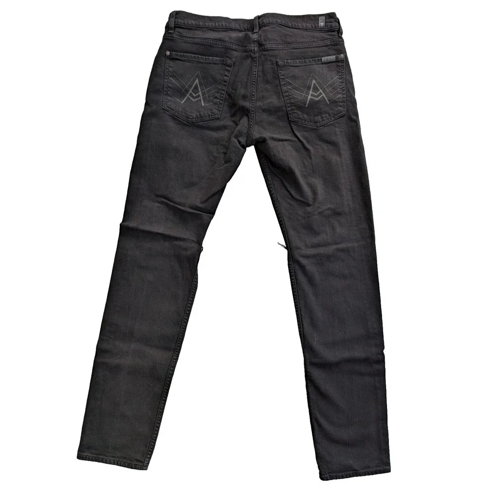 7‎ For All Mankind Jeans Paxtyn Mens 34 Black Distressed 7FAMK